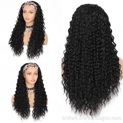 100% Human Hair Wig for Black Women Brazilian Virgin Human Hair Vendor Wigs Wholesale Deep Wave Headband Wig